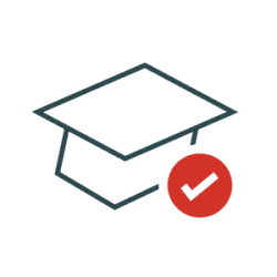 Mortarboard with a Red Check Icon